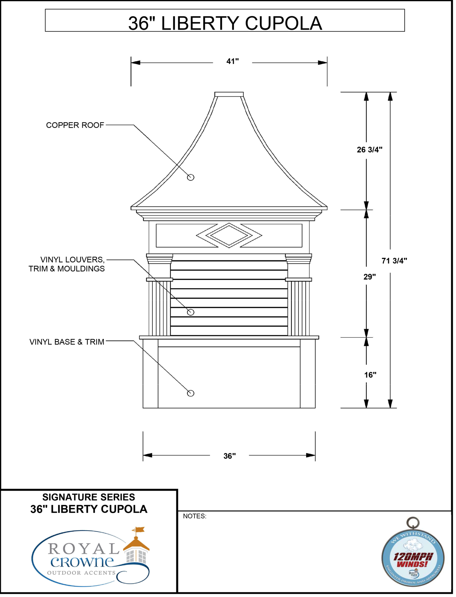 Liberty Cupola - Square with Louvers - Image 3