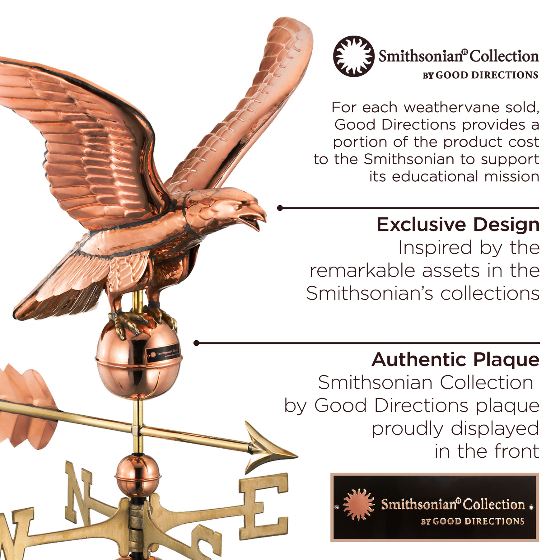 Smithsonian Eagle Weathervane - Pure Copper - Image 5