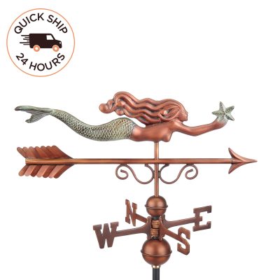 Little Mermaid Weathervane – Pure Copper Hand Finished Patina