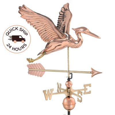 Blue Heron with Arrow Weathervane – Pure Copper