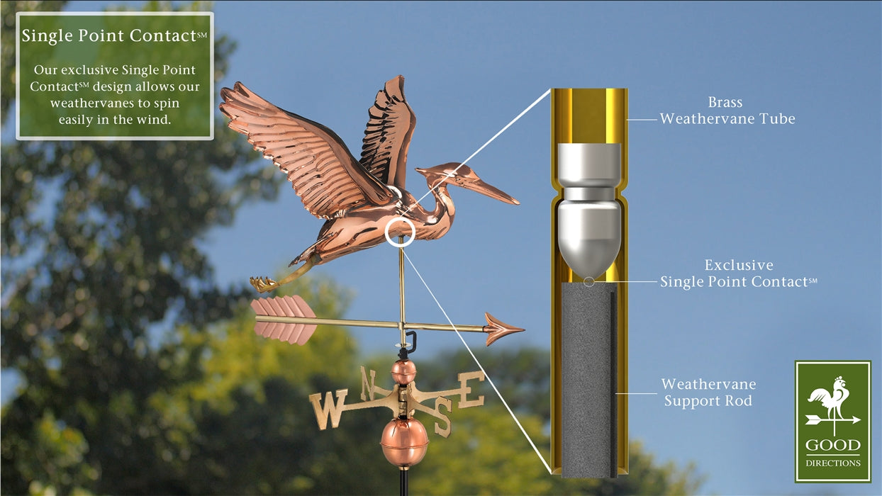 Blue Heron with Arrow Weathervane - Pure Copper - Image 4
