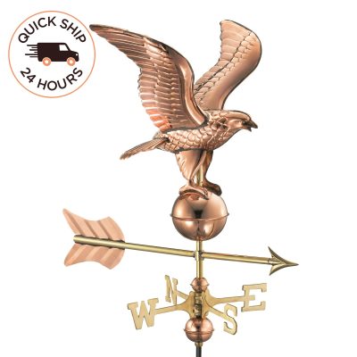 Eagle Cottage Weathervane with Roof Mount – Pure Copper