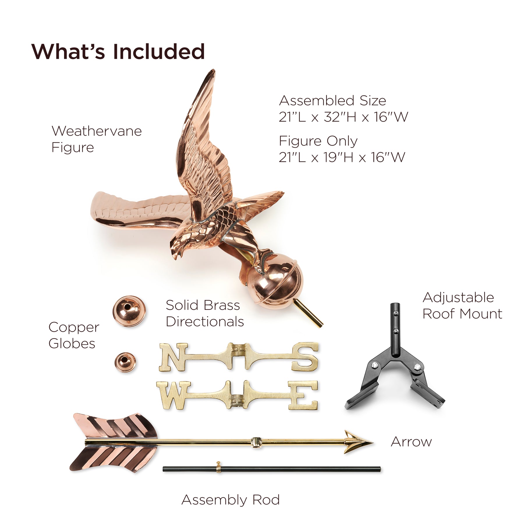 Eagle Cottage Weathervane with Roof Mount - Pure Copper - Image 4
