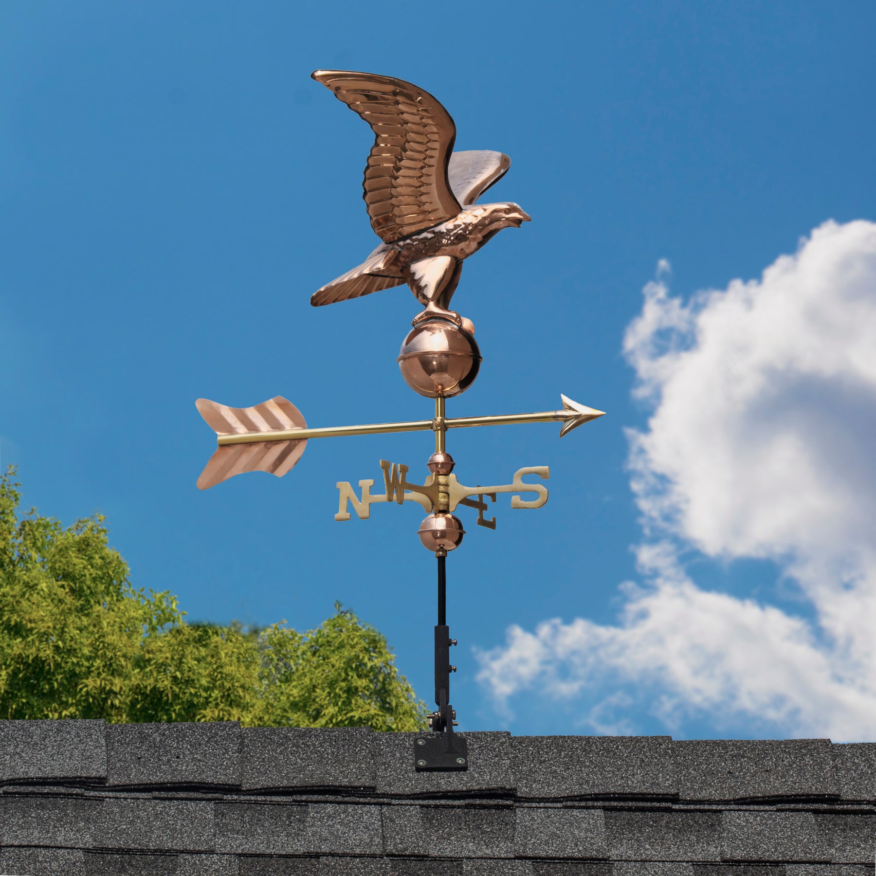 Eagle Cottage Weathervane with Roof Mount - Pure Copper - Image 6