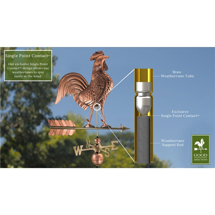 Large Rooster Weathervane - Pure Copper - Image 7