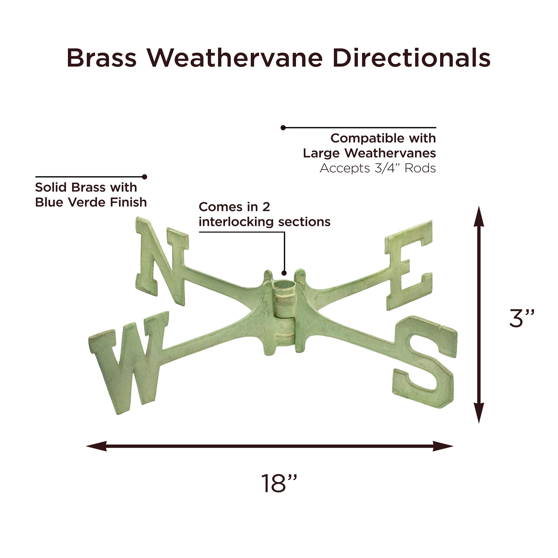 18" Brass Large Weathervane Directionals - Image 4