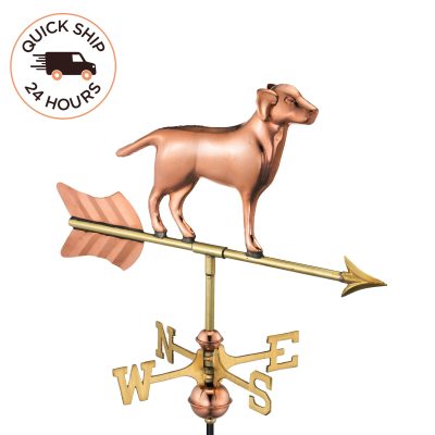 Labrador Retriever Cottage Weathervane with Roof Mount – Pure Copper