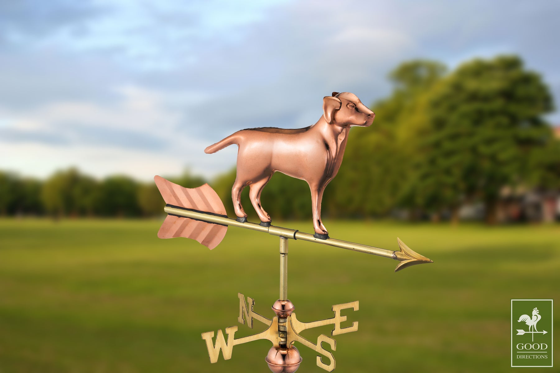 Labrador Retriever Cottage Weathervane with Roof Mount - Pure Copper - Image 5
