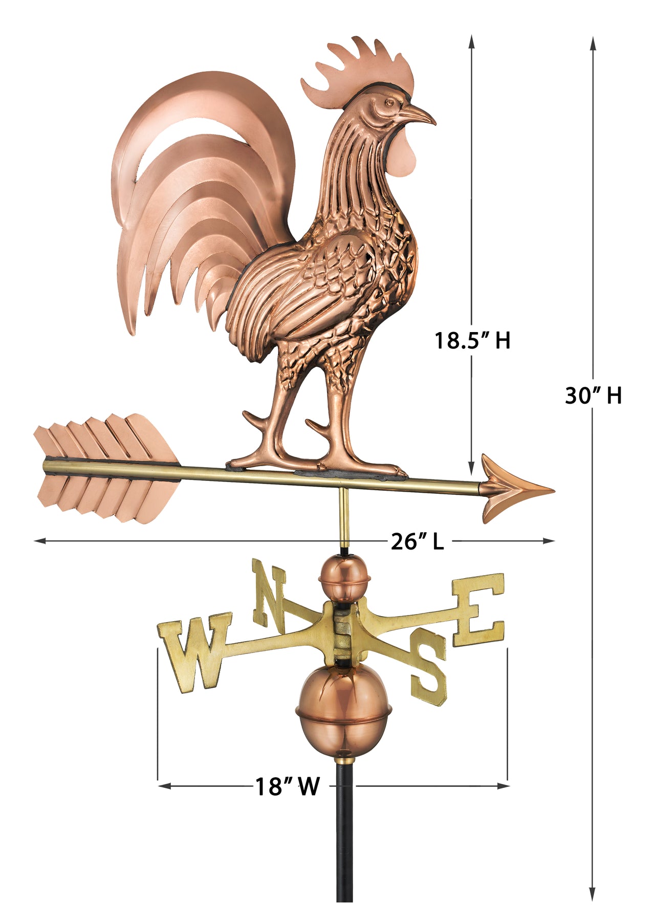 Proud Rooster Weathervane - Pure Copper - Image 3