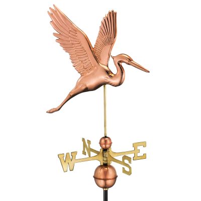 Graceful Blue Heron Weathervane – Pure Copper