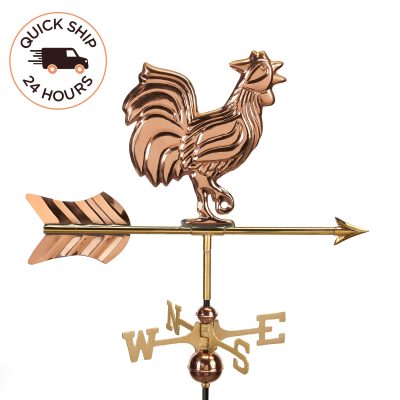 Rooster Cottage Weathervane with Roof Mount – Pure Copper