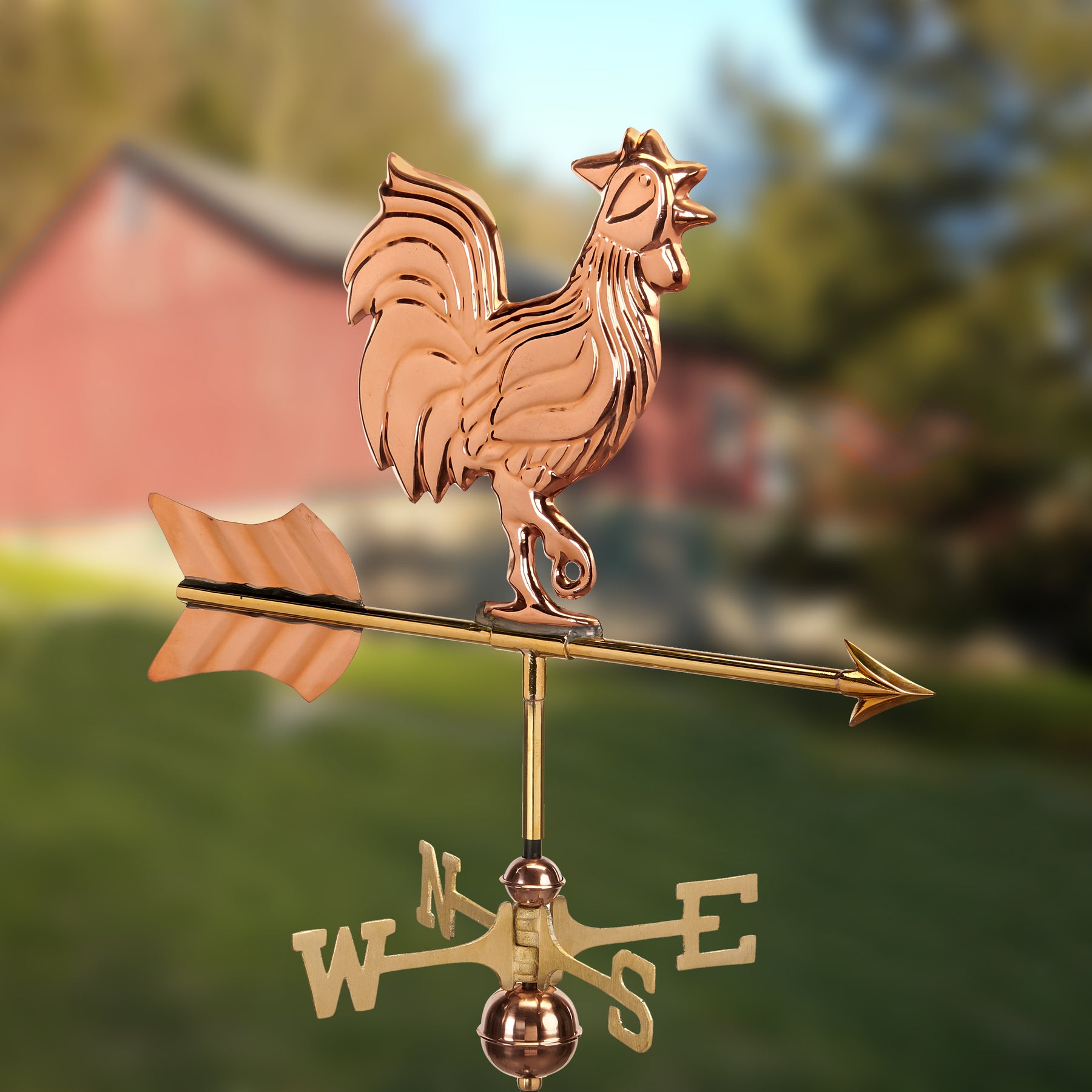 Rooster Cottage Weathervane with Roof Mount - Pure Copper - Image 2