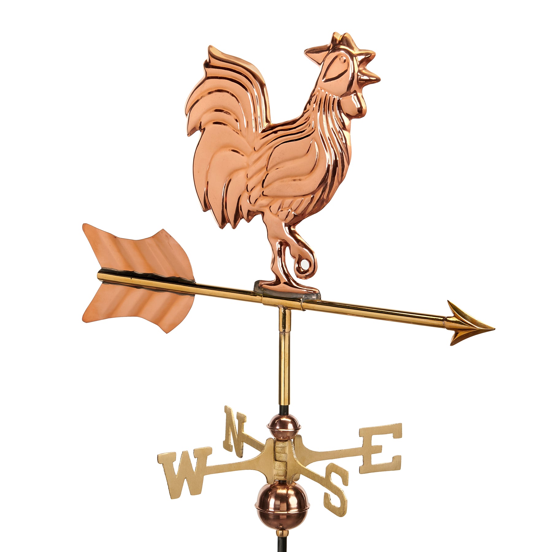 Rooster Cottage Weathervane with Roof Mount - Pure Copper - Image 6
