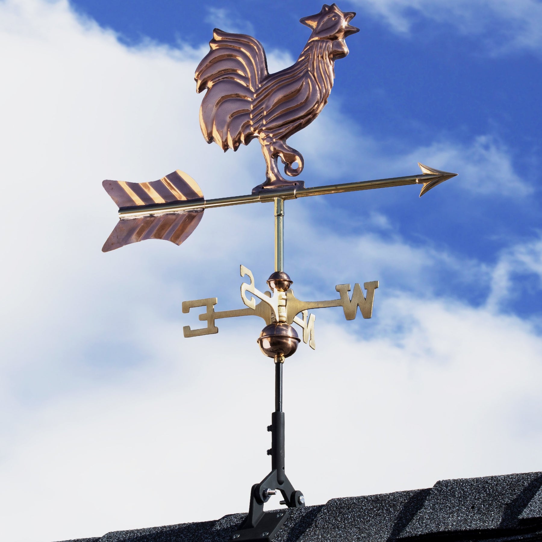 Rooster Cottage Weathervane with Roof Mount - Pure Copper - Image 7