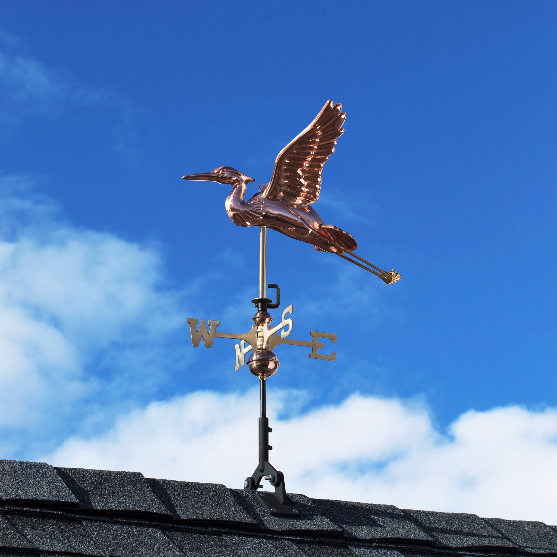 Blue Heron Cottage Weathervane with Roof Mount - Pure Copper - Image 2