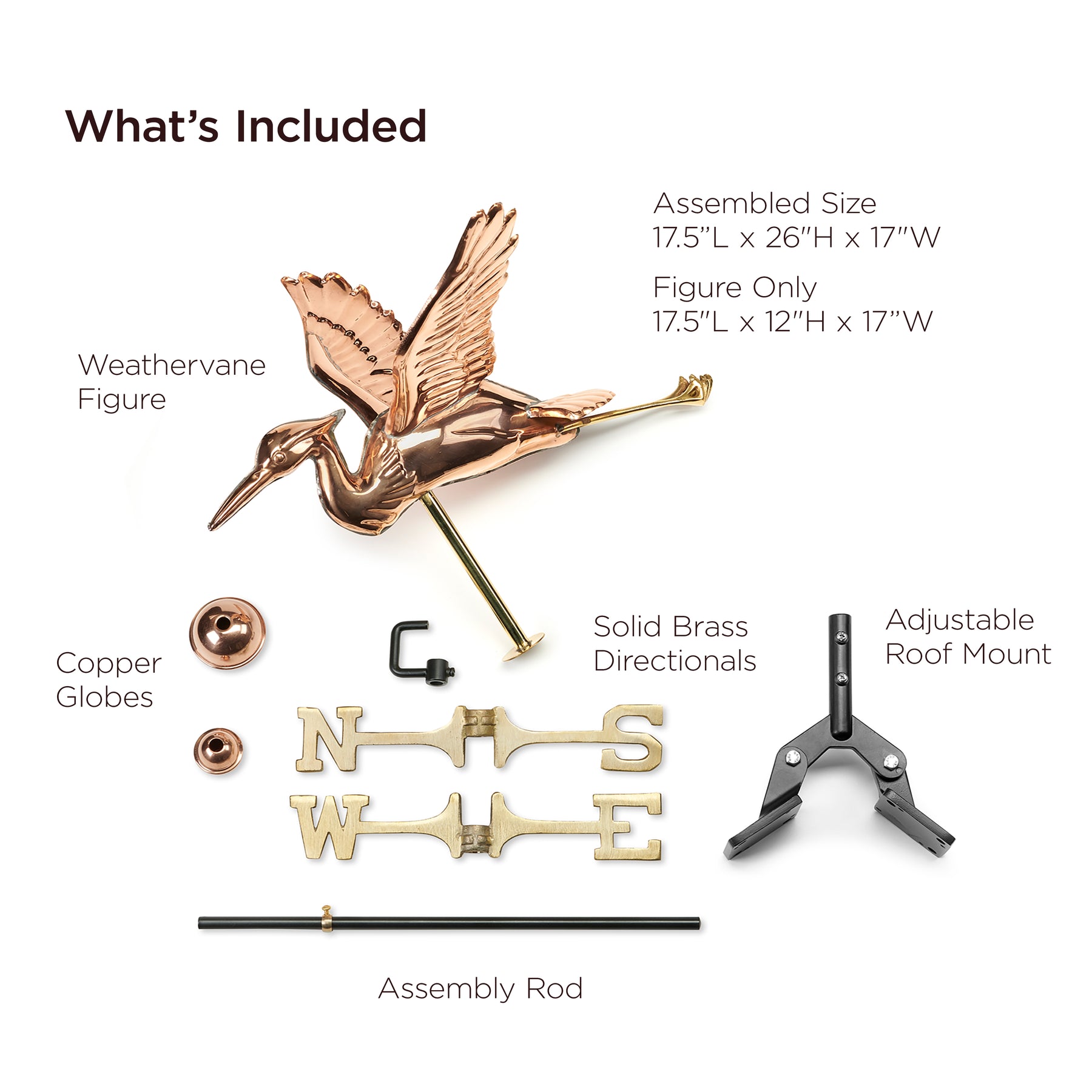 Blue Heron Cottage Weathervane with Roof Mount - Pure Copper - Image 5