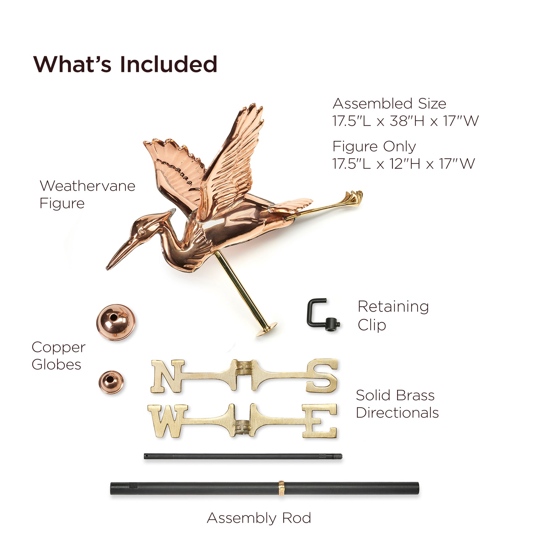 Blue Heron Cottage Weathervane with Roof Mount - Pure Copper - Image 6