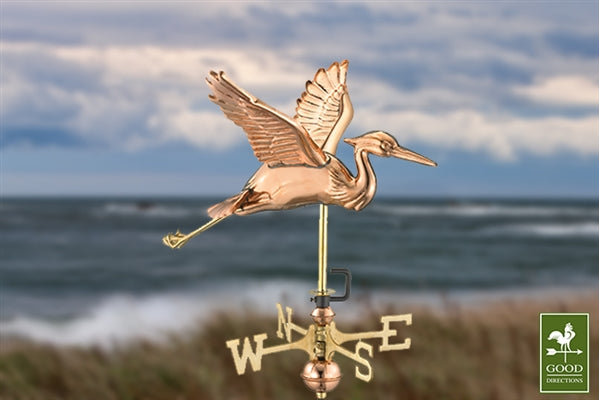 Blue Heron Cottage Weathervane with Roof Mount - Pure Copper - Image 7