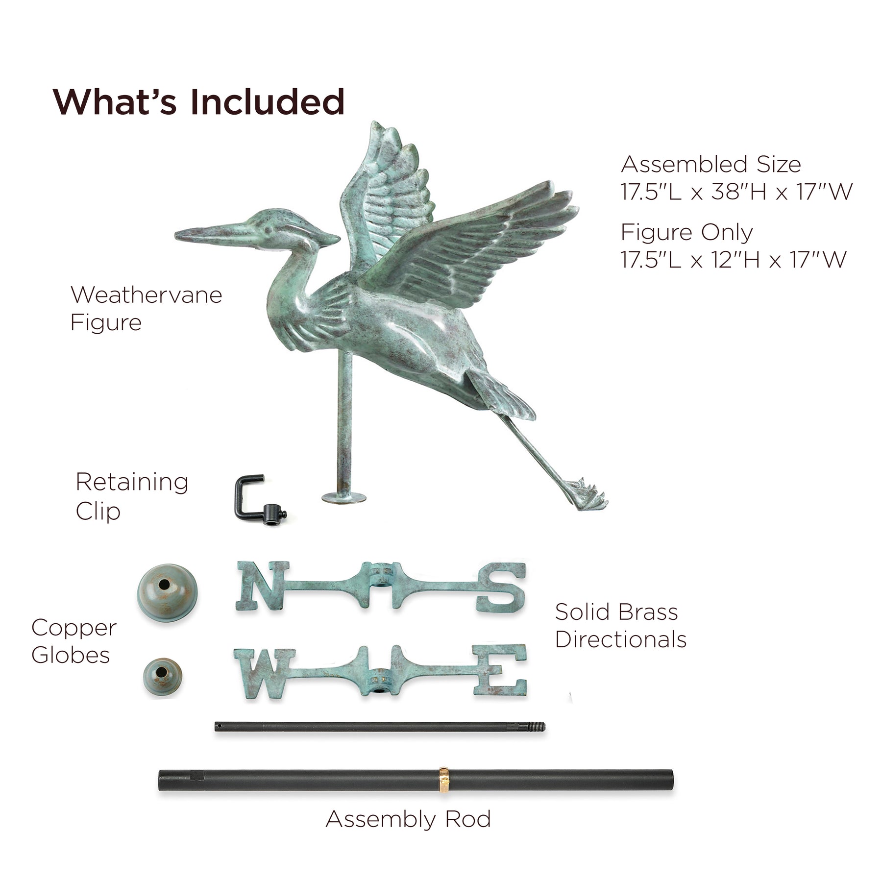 Blue Heron Cottage Weathervane with Roof Mount - Pure Copper - Image 10