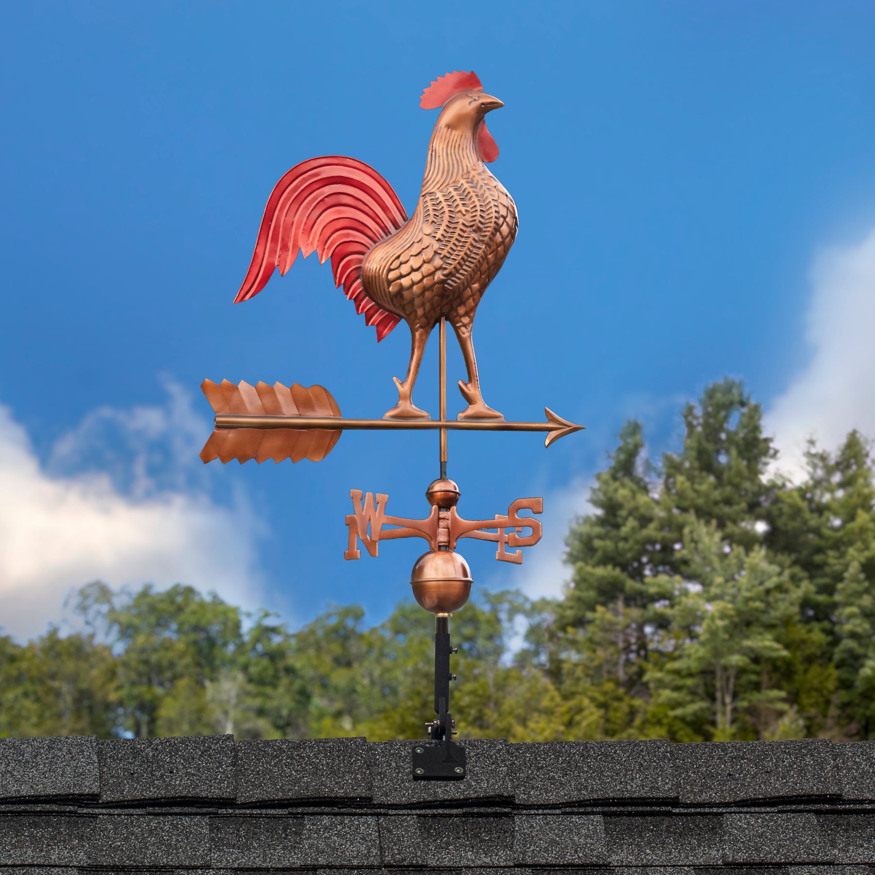 Large Rooster Weathervane - Hand Finished Multi-Color Patina - Image 2