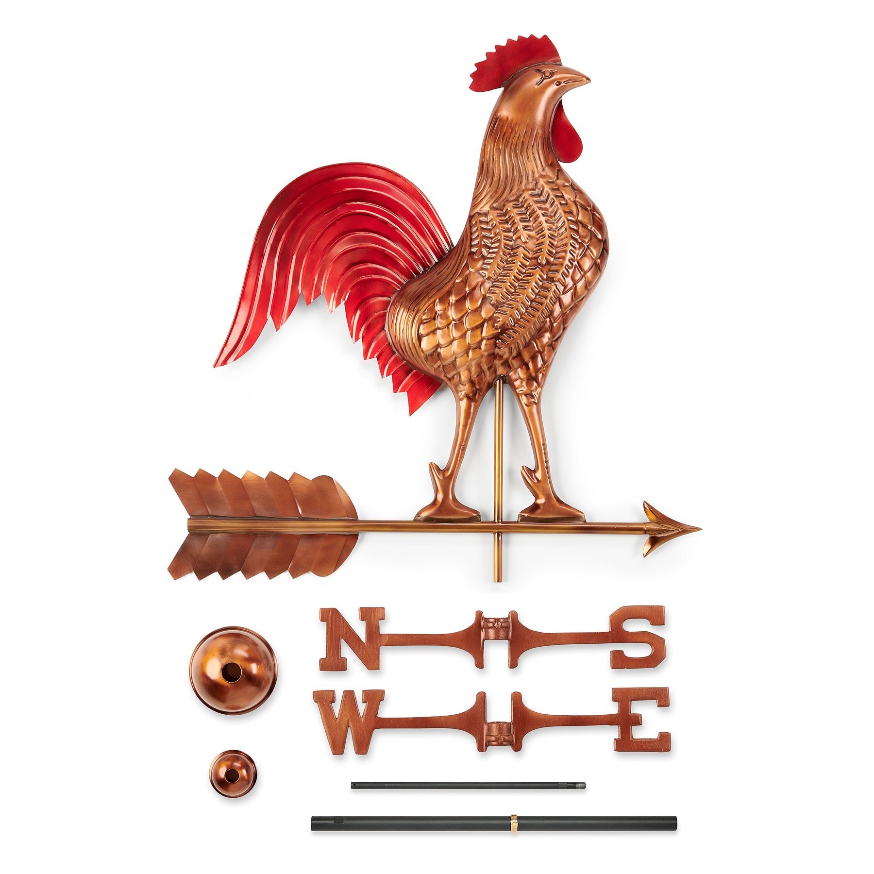 Large Rooster Weathervane - Hand Finished Multi-Color Patina - Image 7