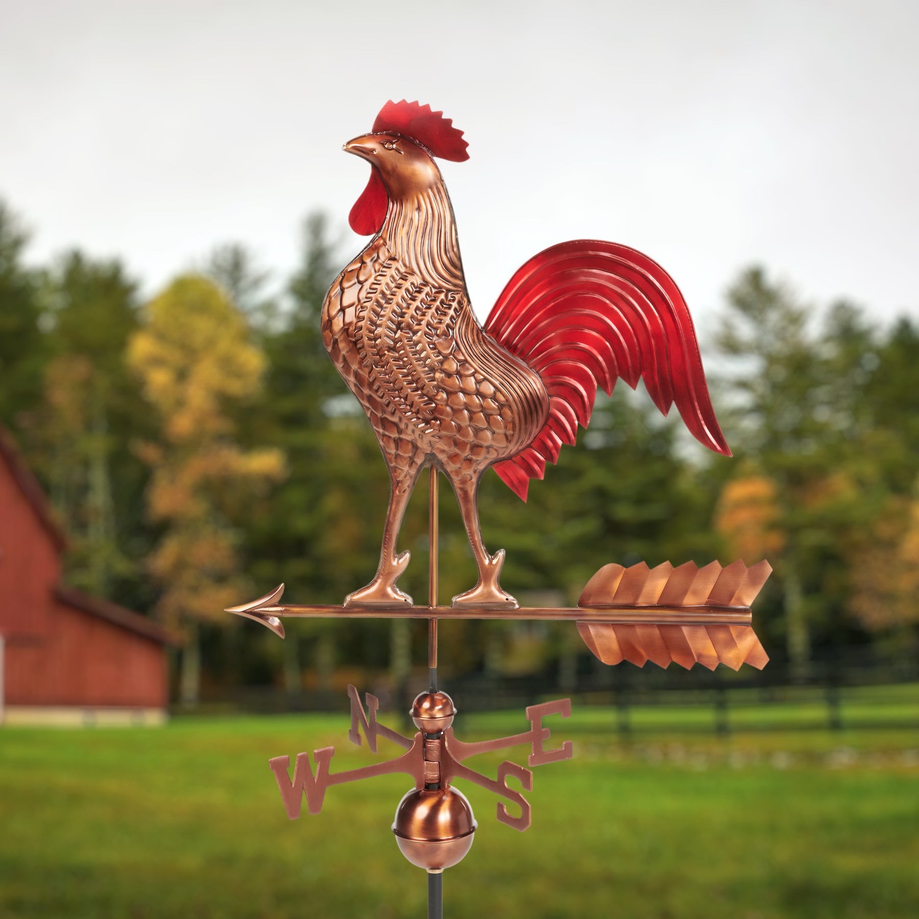 Large Rooster Weathervane - Hand Finished Multi-Color Patina - Image 8