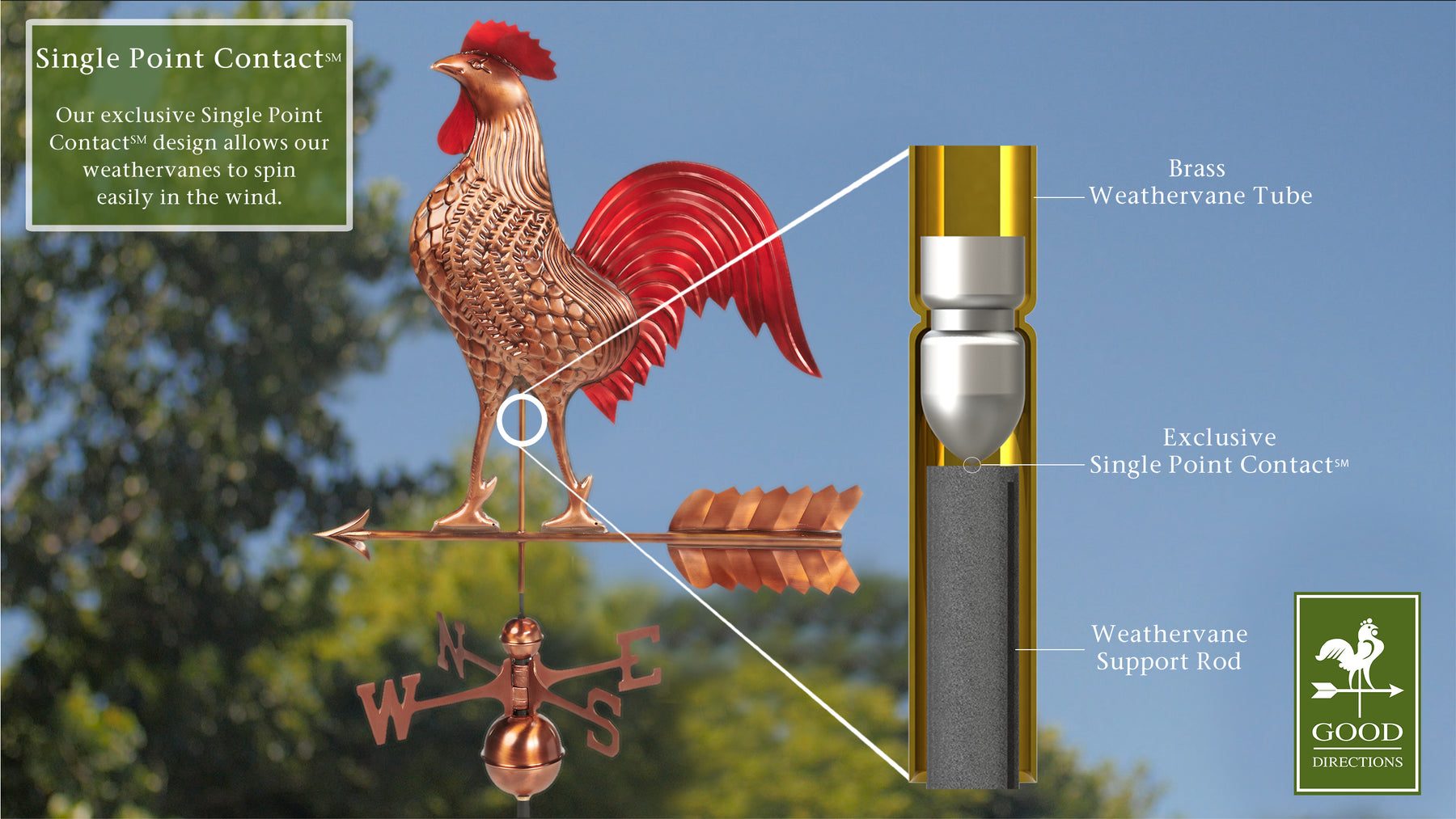 Large Rooster Weathervane - Hand Finished Multi-Color Patina - Image 9