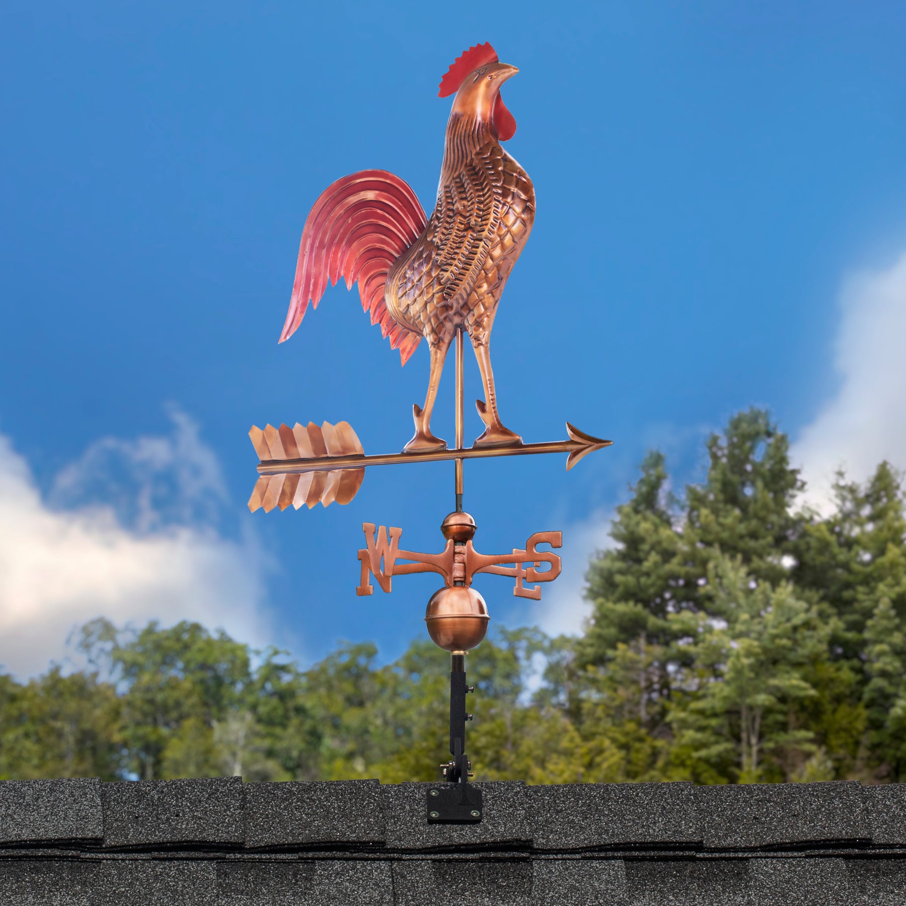Large Rooster Weathervane - Hand Finished Multi-Color Patina - Image 10