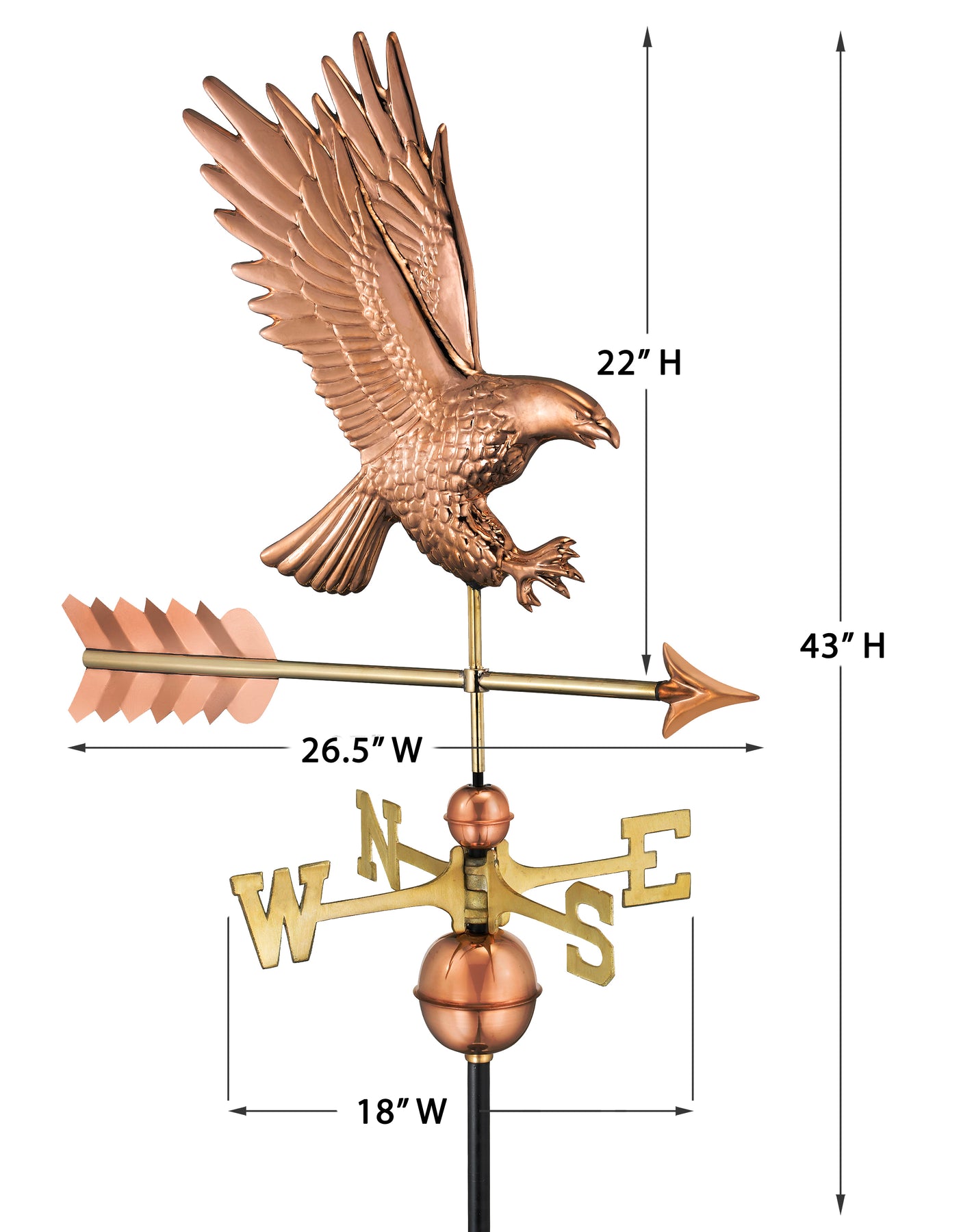 American Bald Eagle Weathervane - Pure Copper - Image 4
