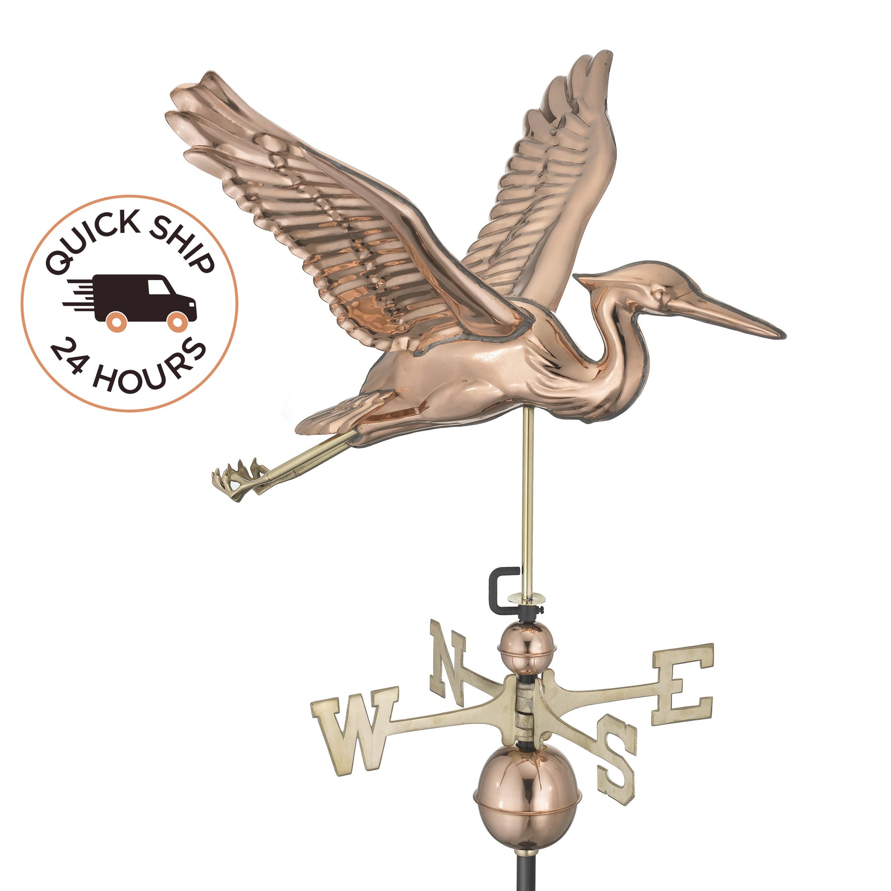 Blue Heron Weathervane - Pure Copper