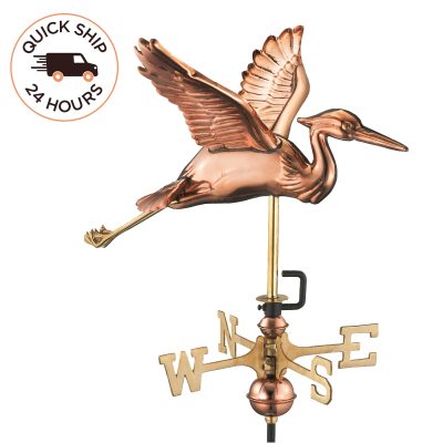 Blue Heron Garden Weathervane with Garden Pole – Pure Copper