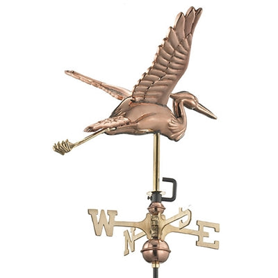 Blue Heron Garden Weathervane with Garden Pole - Pure Copper - Image 3