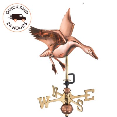 Landing Duck Cottage Weathervane with Roof Mount – Pure Copper