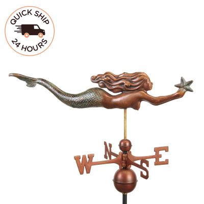 Mermaid with Starfish Weathervane – Pure Copper