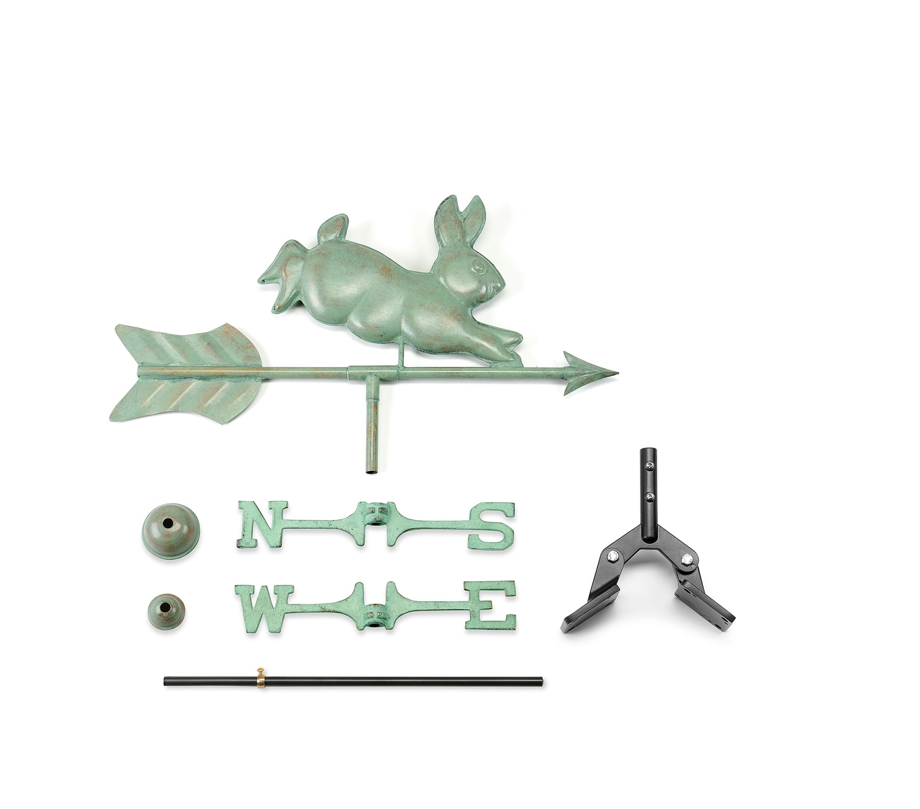 Rabbit Cottage Weathervane with Roof Mount - Blue Verde Copper - Image 3