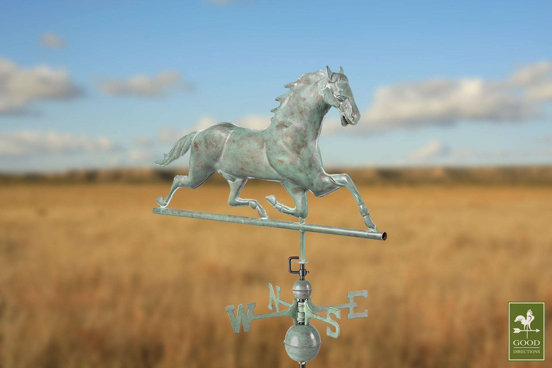 Horse Weathervane with Arrow - Blue Verde Copper - Image 2