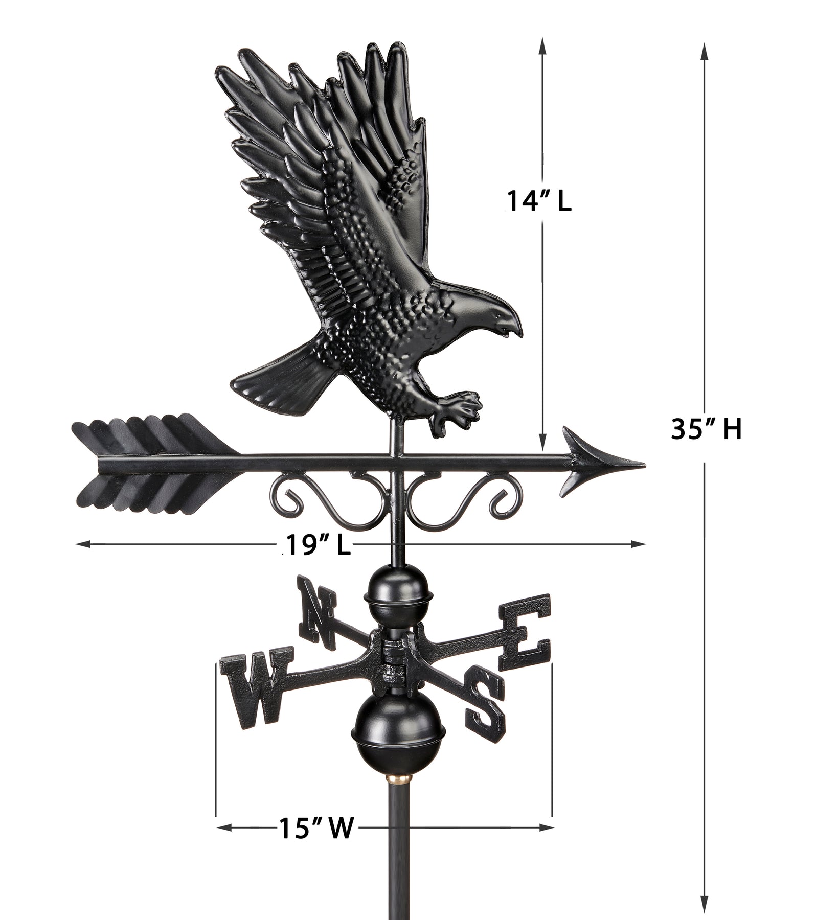 Black Majestic Eagle Weathervane - Copper with Black Finish - Image 5