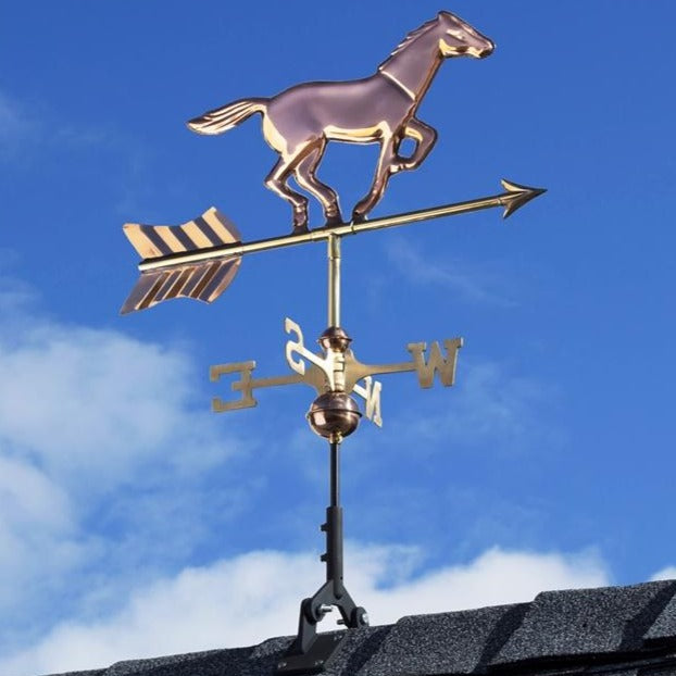 Horse Cottage Weathervane with Roof Mount - Pure Copper - Image 2