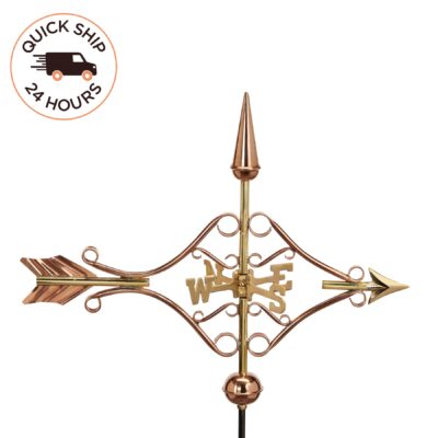 Victorian Arrow Cottage Weathervane with Roof Mount – Pure Copper
