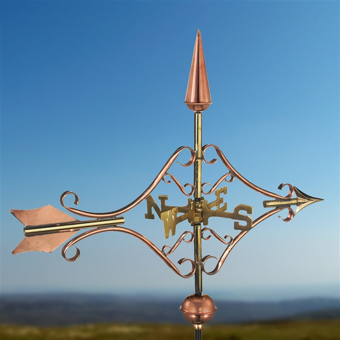 Victorian Arrow Cottage Weathervane with Roof Mount - Pure Copper - Image 2