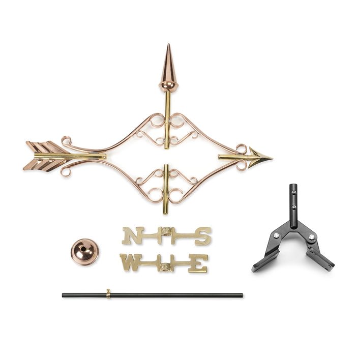 Victorian Arrow Cottage Weathervane with Roof Mount - Pure Copper - Image 3