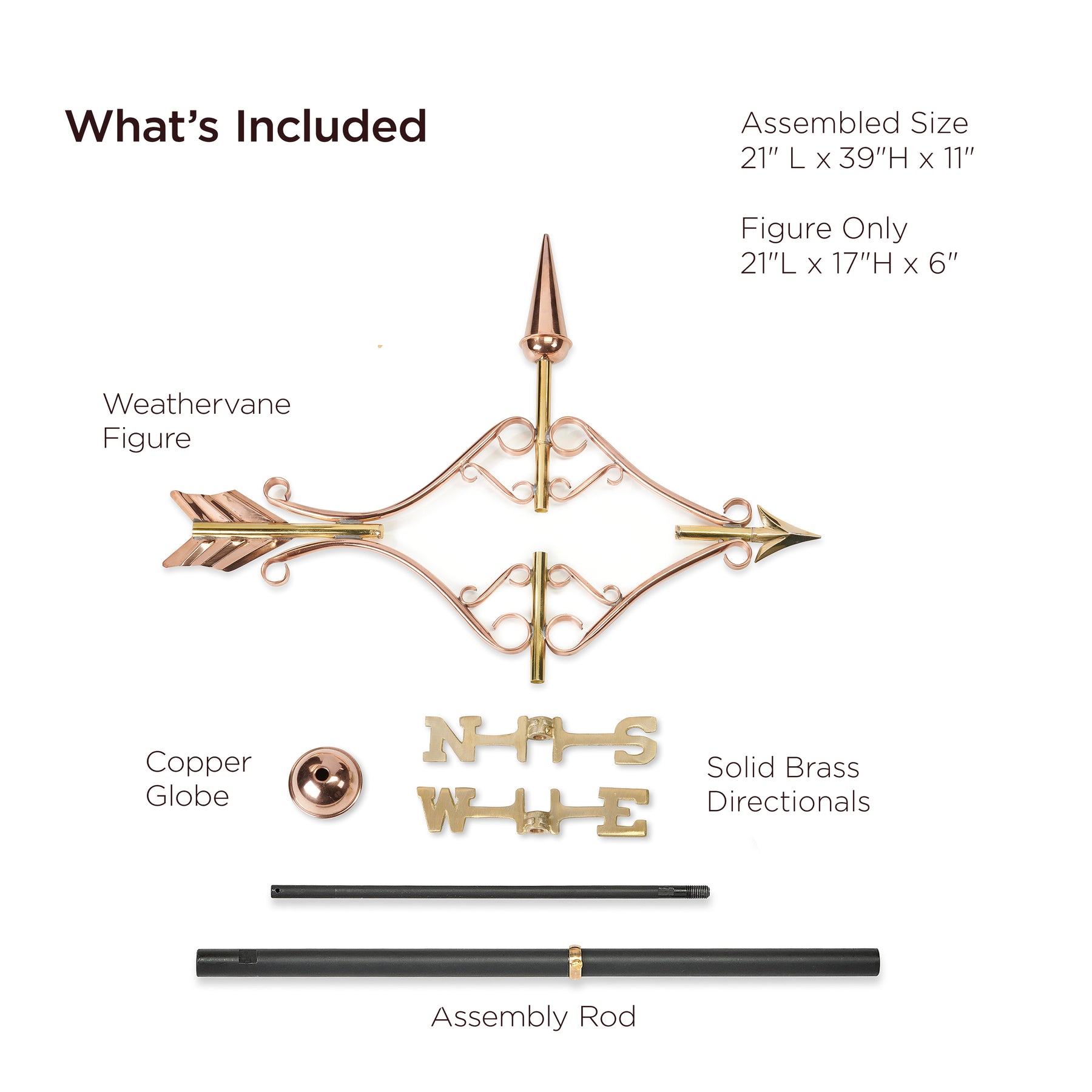 Victorian Arrow Cottage Weathervane with Roof Mount - Pure Copper - Image 4