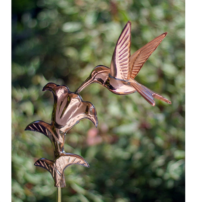 Hummingbird Garden Weathervane with Garden Pole - Pure Copper - Image 2