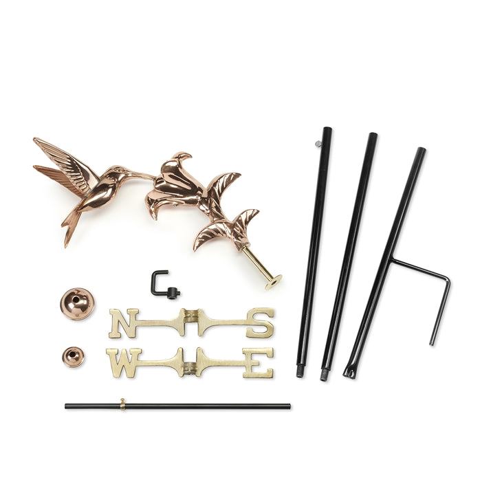 Hummingbird Garden Weathervane with Garden Pole - Pure Copper - Image 3