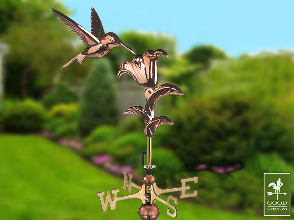 Hummingbird Garden Weathervane with Garden Pole - Pure Copper - Image 6