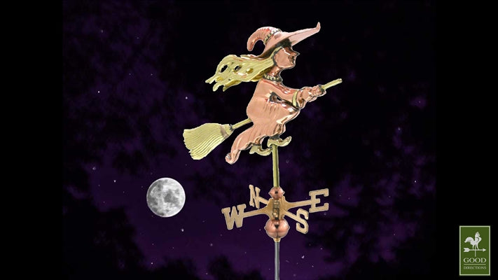 Witch Cottage Weathervane with Roof Mount - Pure Copper - Image 2