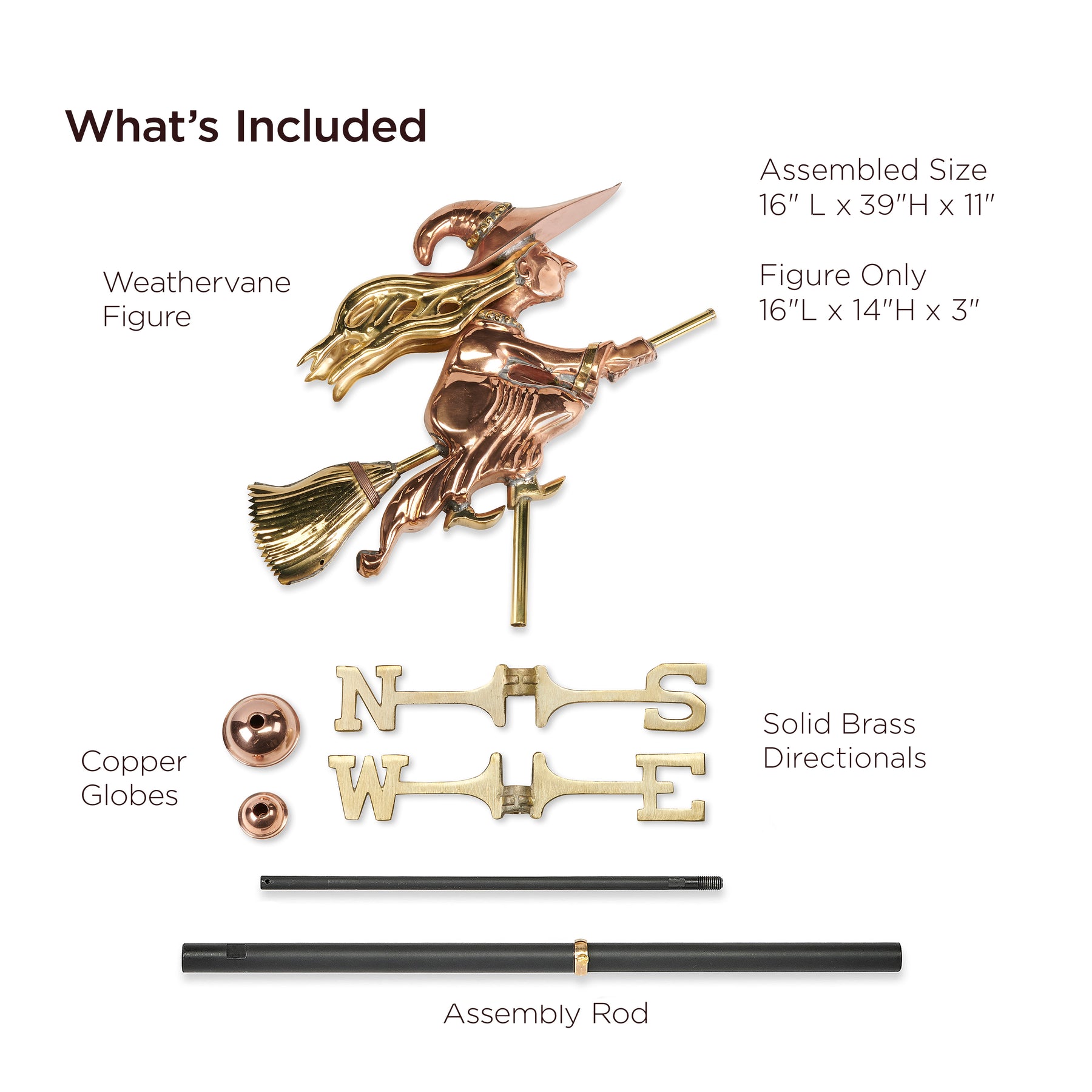 Witch Cottage Weathervane with Roof Mount - Pure Copper - Image 4