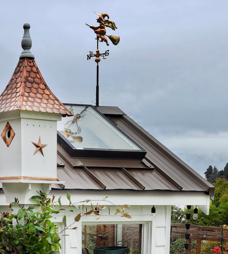 Witch Cottage Weathervane with Roof Mount - Pure Copper - Image 5