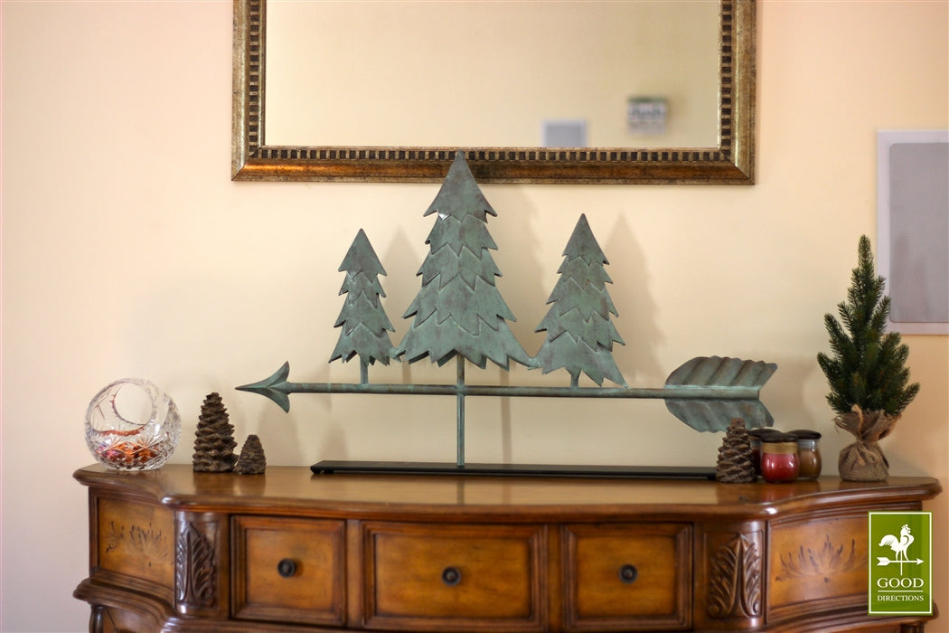 Pine Trees Weathervane - Blue Verde Copper - Image 2