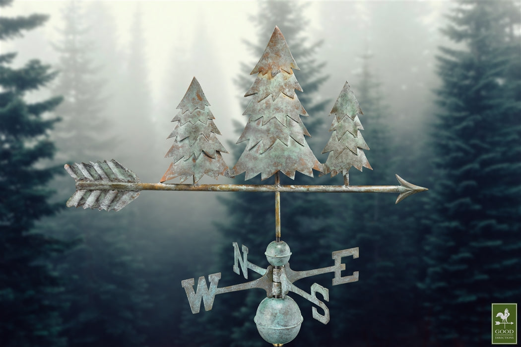 Pine Trees Weathervane - Blue Verde Copper - Image 5